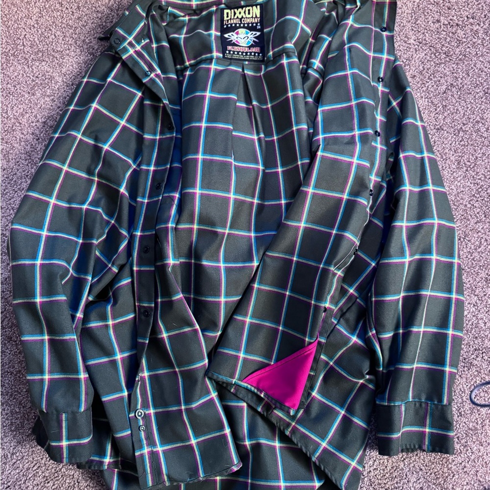DIXXON Black Shirt with Vibrant Grid Pattern